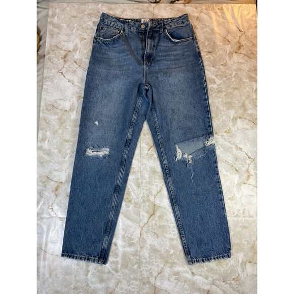 BDG Urban Outfitters Mom Jeans Distressed Ripped High Rise Blue Denim 90s Y2K - Picture 1 of 8